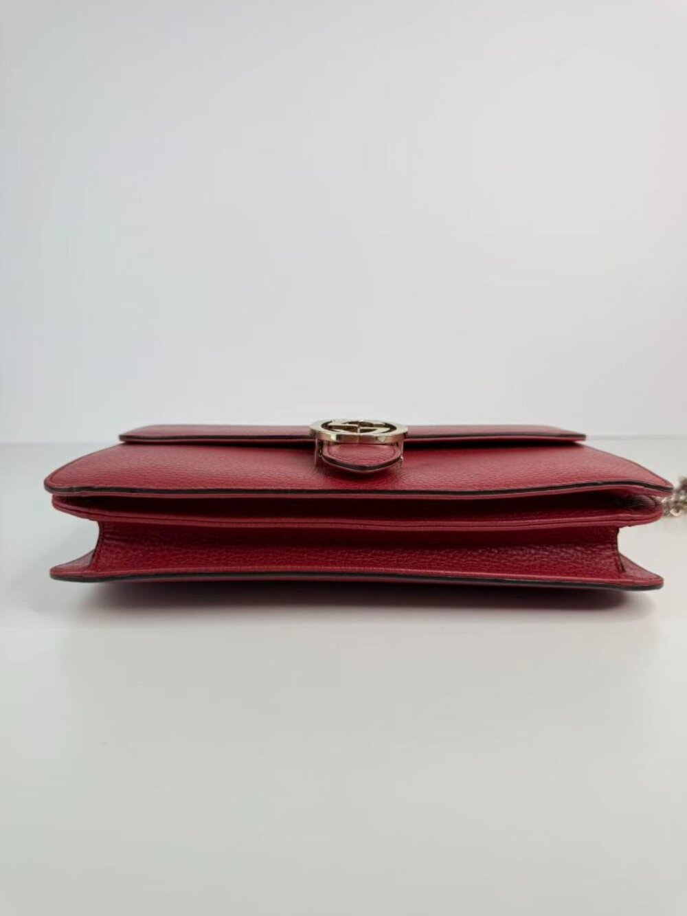 Gucci Interlocking G Leather Chain Red Shoulder Crossbody Bag - Picture 11 of 12